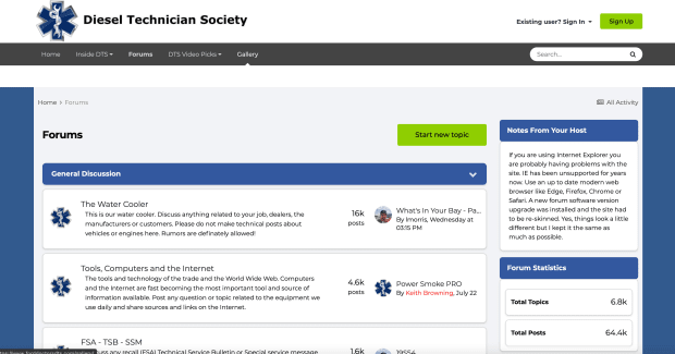 Screenshot of DTS website