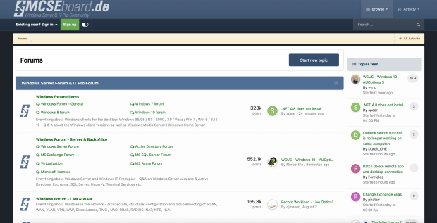 Screenshot of MCSEboard website