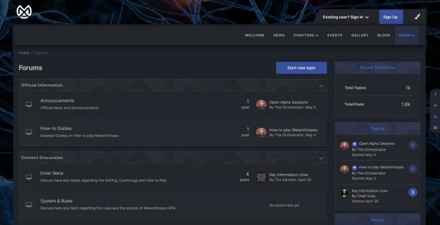 Screenshot of Metan Thropes website