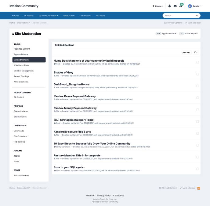 Screenshot of Moderator Cpanel