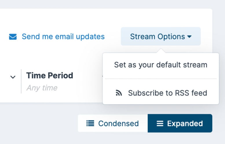 Screenshot of Activity Stream Subscriptions