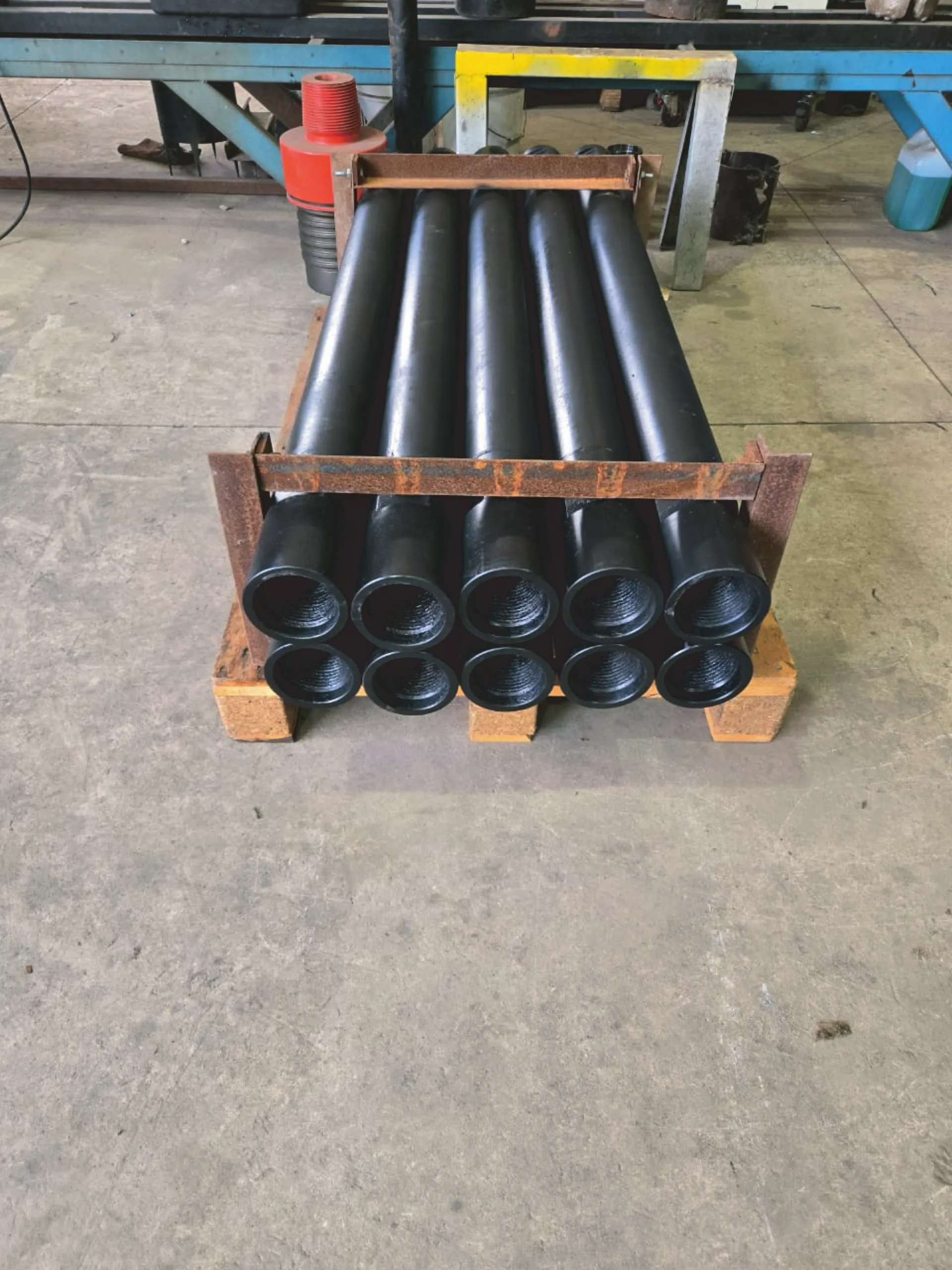 Barras de perforación en pallet