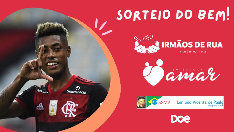 cartaz do evento Sorteio do Bem - Concorra a uma camisa autografada do Bruno Henrique