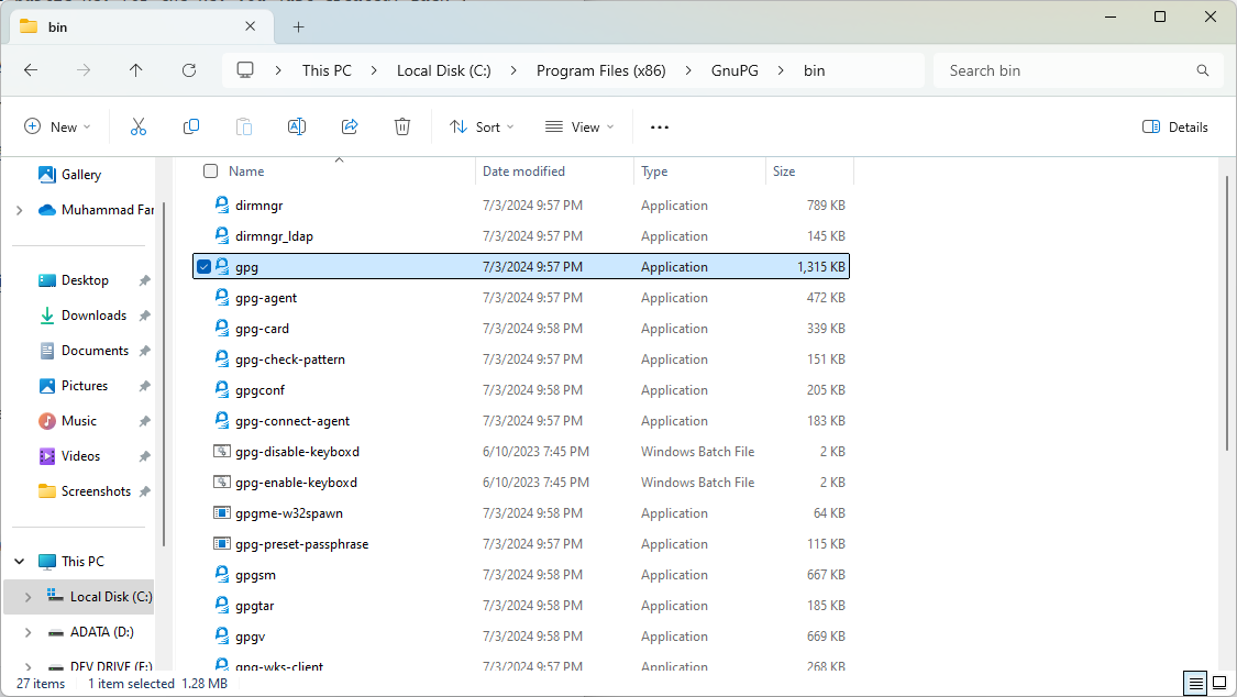 gpg.exe location
