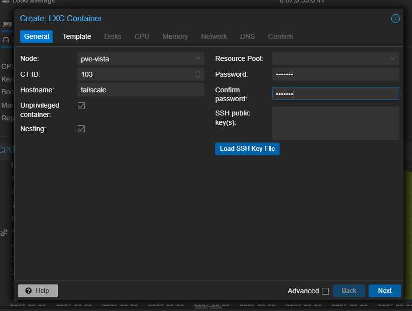 LXC Container wizard