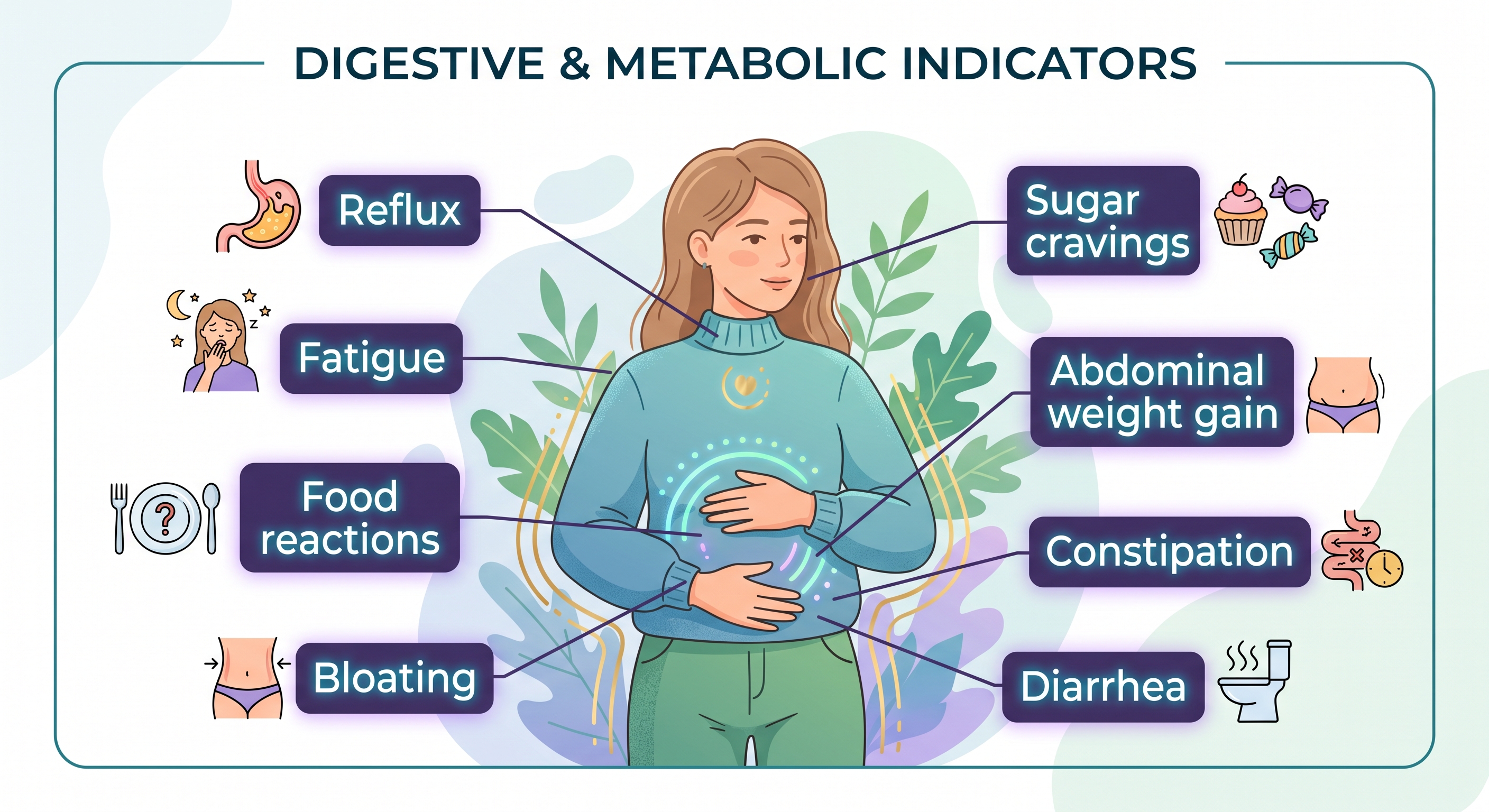 Gut and metabolic symptom collage