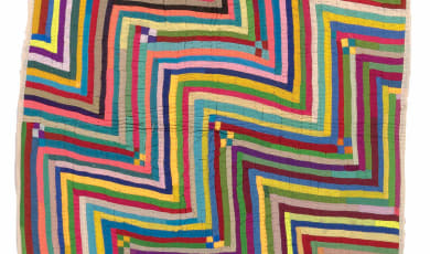 multicolored ralli quilt made by Permaben Maheshwari Dangera in India
