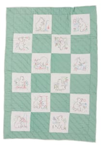 Embroidered Bear Crib Quilt