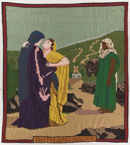 Ruth and Naomi quilt photo showing a biblically themed quilt is comprised of 30,400 squares.