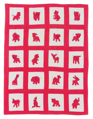 Red Animals Crib Quilt