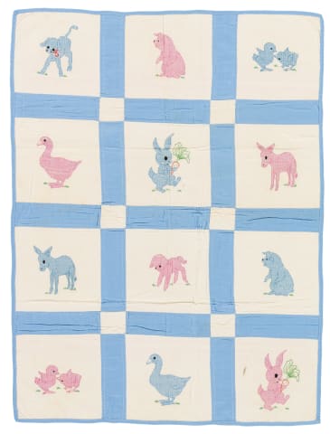 Cross Stitch Pink & Blue Animals