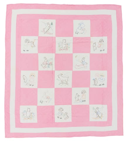 Rainbow Embroidered Crib Quilt