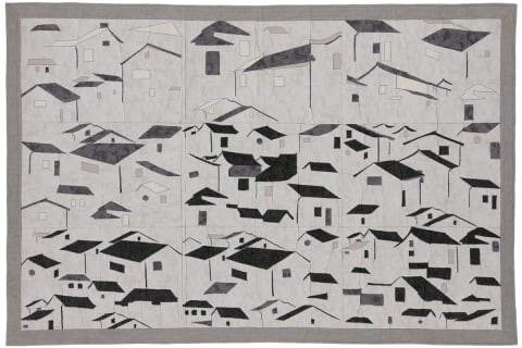 White walls and black tiles