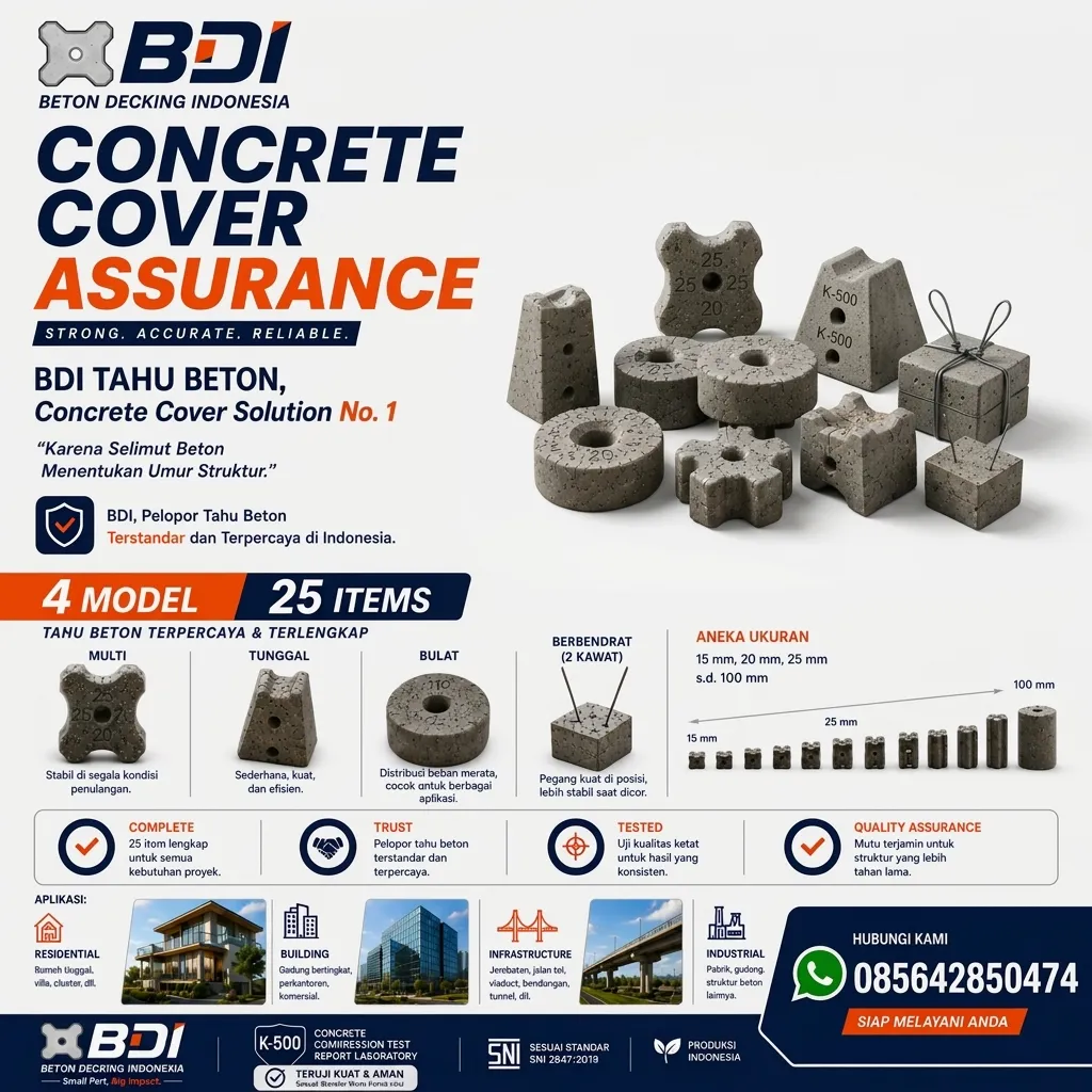 Jual Beton Decking Presisi K-500 di Kabupaten Maluku Tenggara Barat: Solusi Selimut Beton Standar Internasional