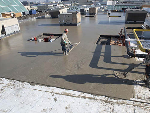 Work in progress on surface on top of parkade structure