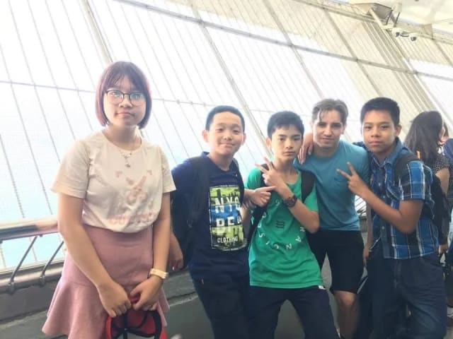 With friends and community members