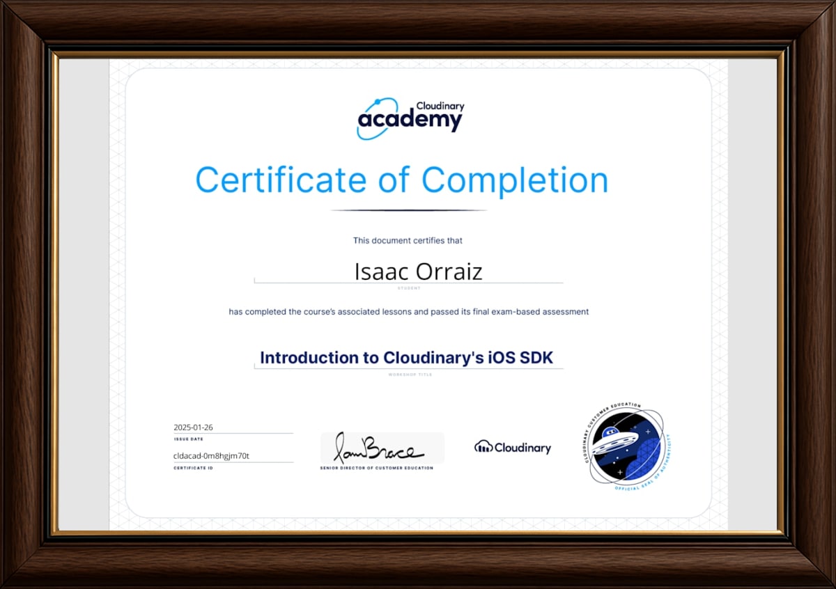 Introduction to Cloudinary's Generative AI Transformations - Certificate in frame