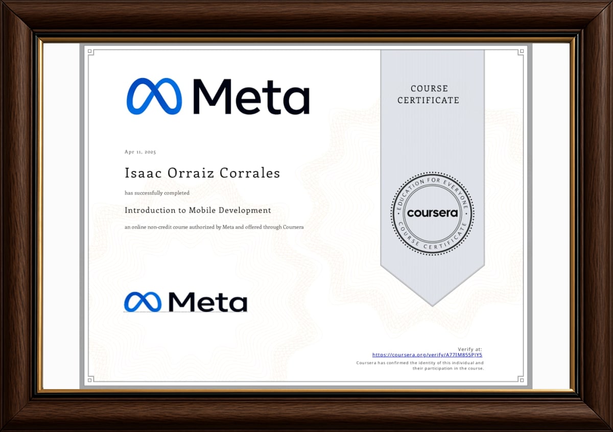 Introduction to Mobile Development - Certificate in frame