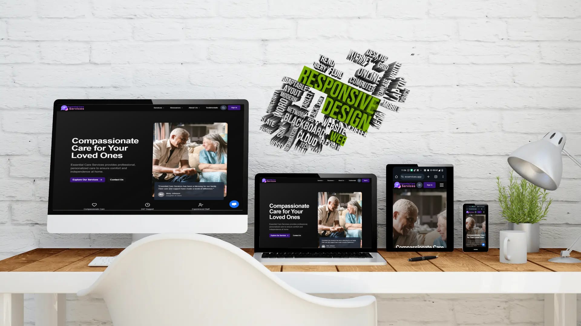 Essential Care Services - Caregiving App - Responsive showcase