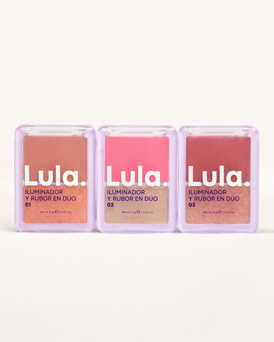 Lula Beauty Iluminador y Rubor Duo - 01 Bronze / 02 Coral / 03 Mauve