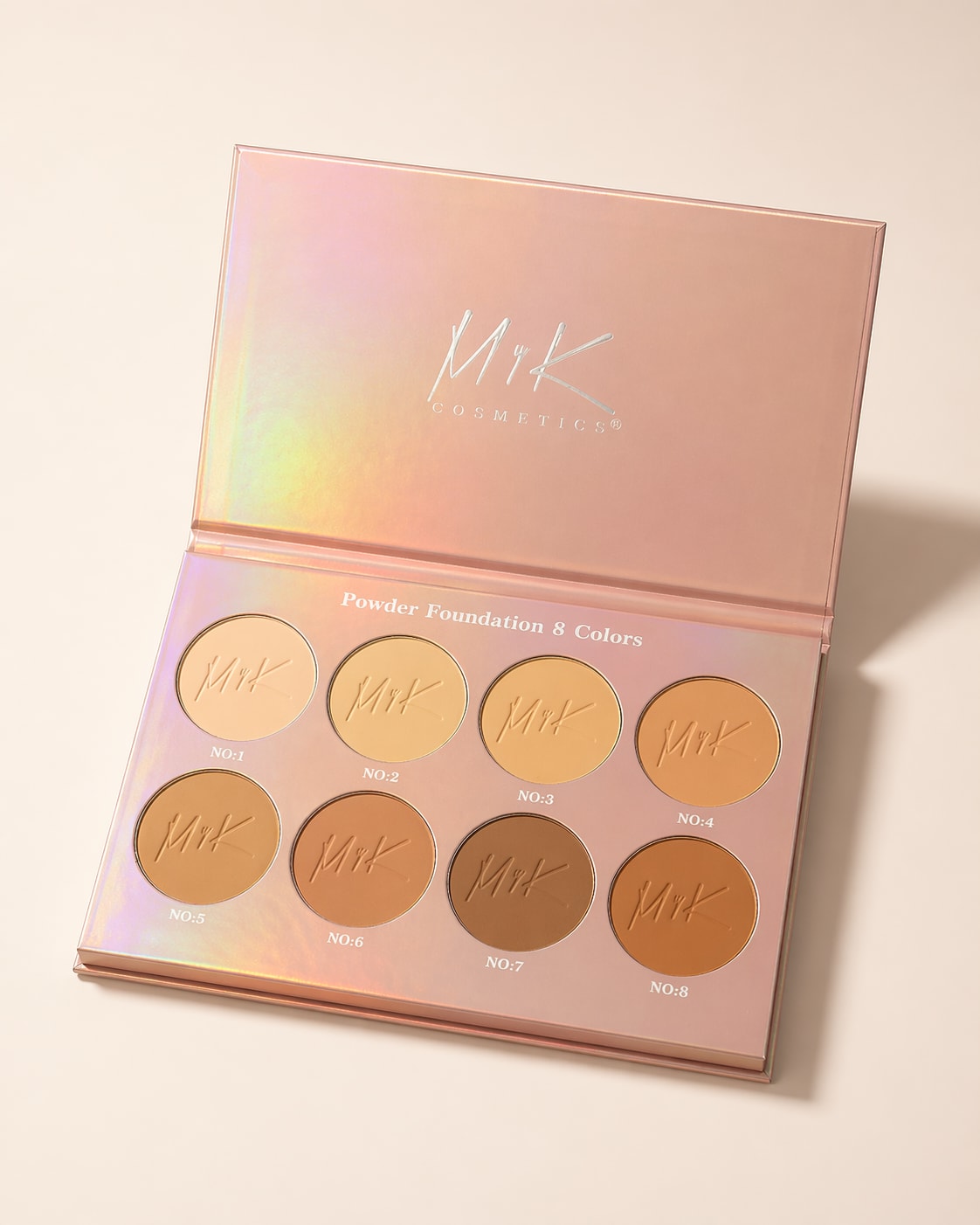 MiK Cosmetics 8-Color Powder Foundation Palette - Shades 1-8