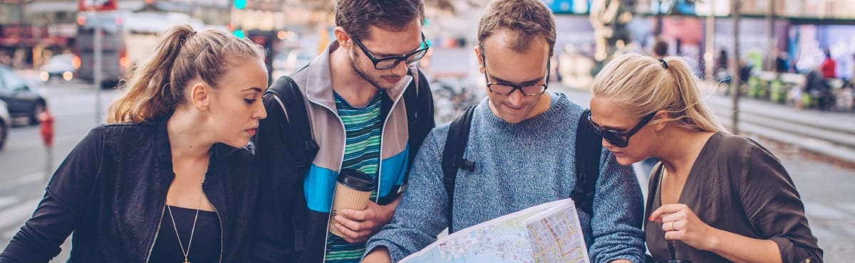 tourists looking at the map