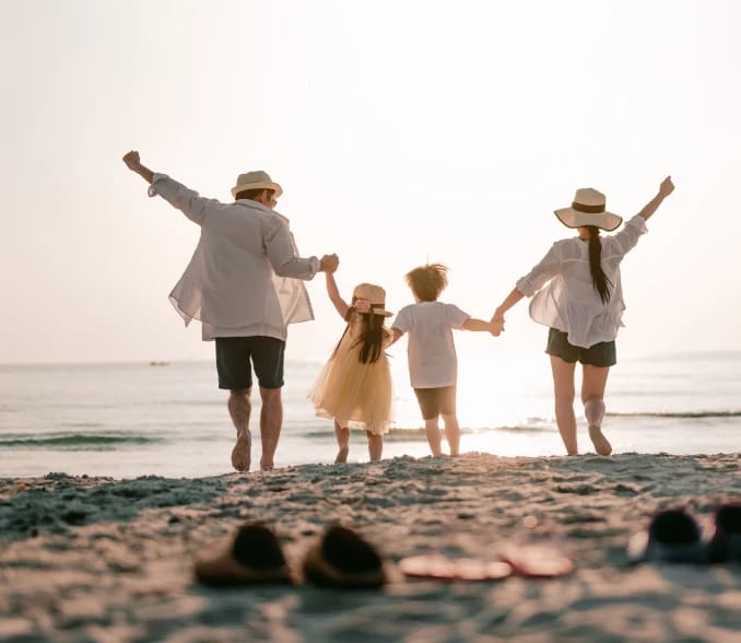 happy family in the beach