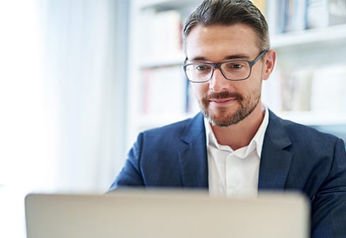 boy seriously dressed in an office