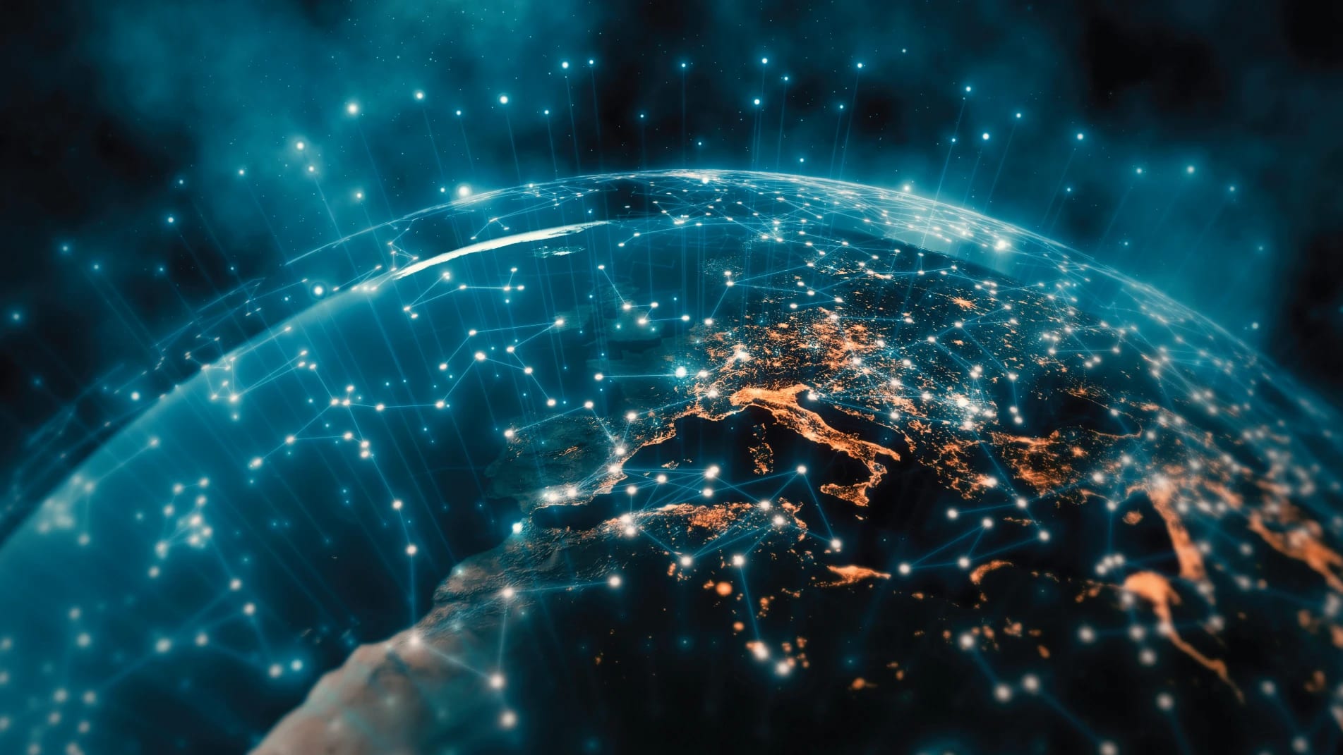 world interconnected dots, intesa sanpaolo bank albania 