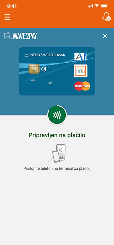 mobile phone with mobile wallet Wave2Pay