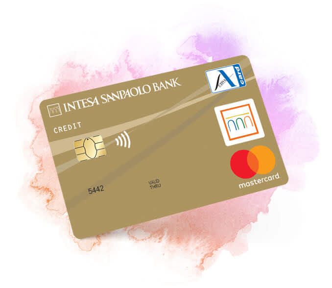 Slika prikazuje zlato kartico z odloženim plačilom Activa Mastercard.