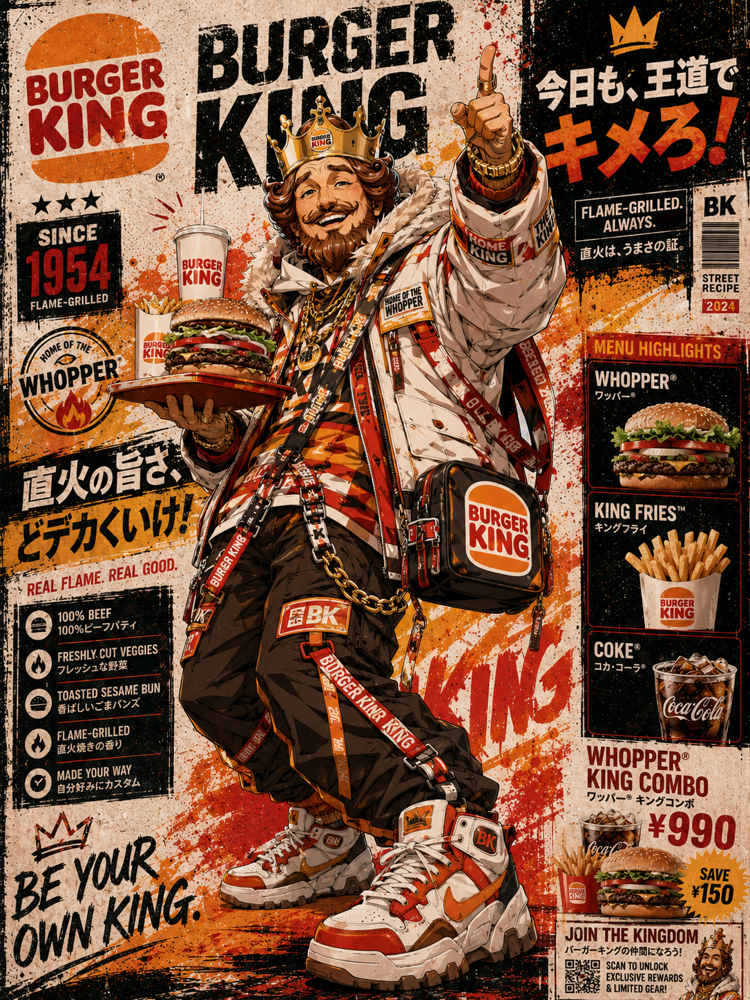 Mascota de Comida Rápida en Estilo Anime Streetwear — Image 2 (3:4)