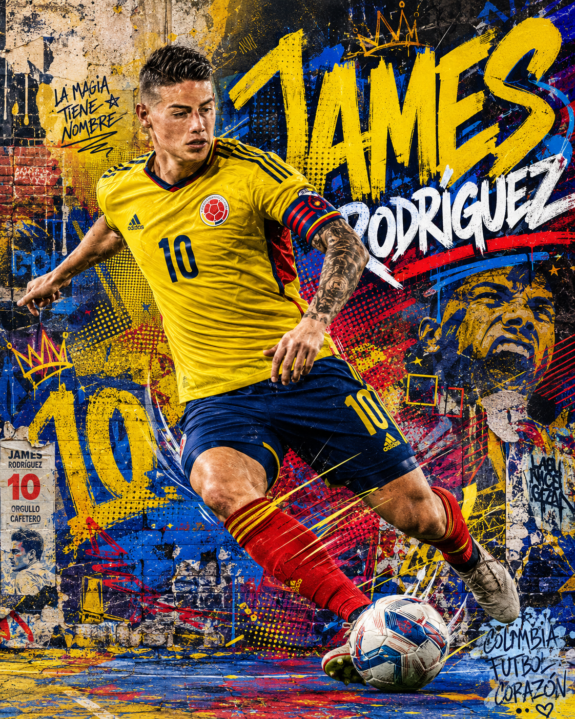 Póster urbano de fútbol de James Rodríguez — Image 2 (3:4)