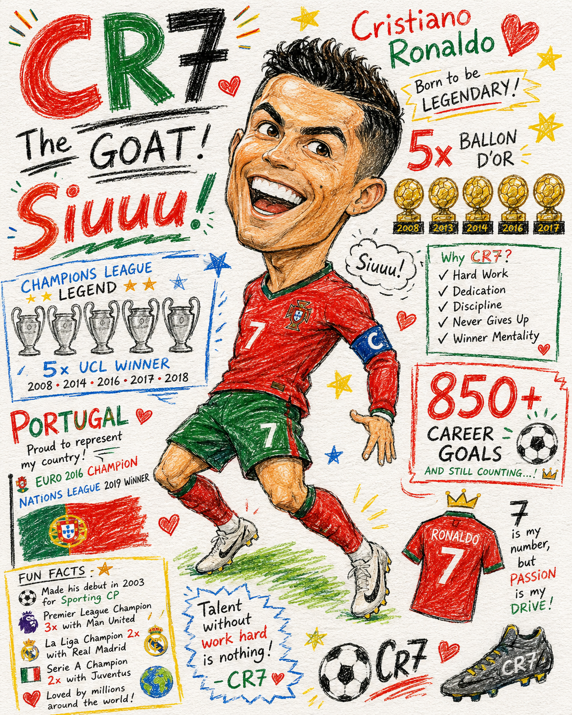 Colección divertida de leyendas del fútbol en estilo crayón — Image 2 (3:4)