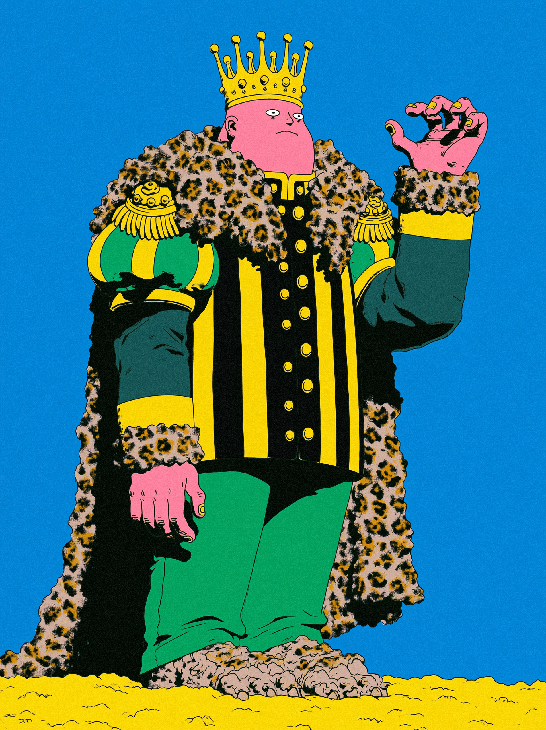 Graphic Illustration of a Royal Man in Ornate Military Attire — (3:4)