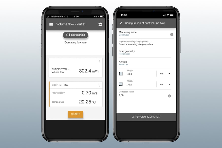 Tela de configura&ccedil;&otilde;es de perfis de medi&ccedil;&atilde;o do Testo Smart App