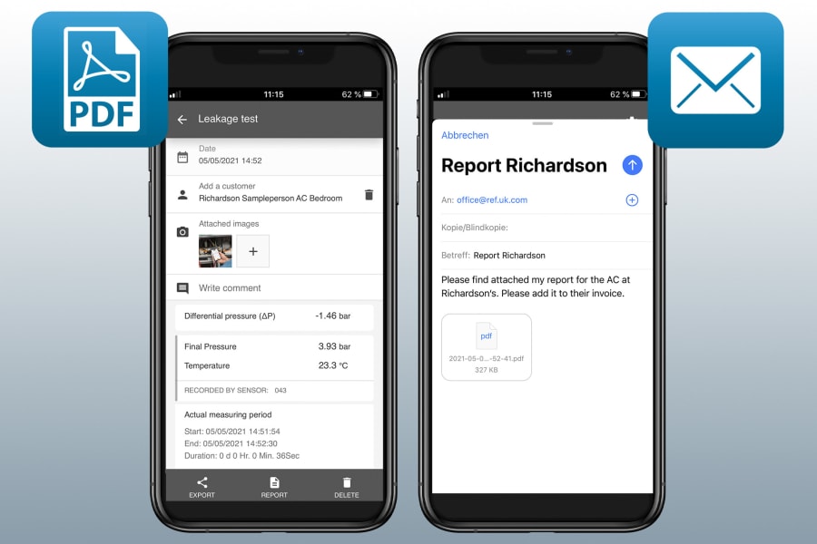 Tela de gera&ccedil;&atilde;o de relat&oacute;rios do Testo Smart App