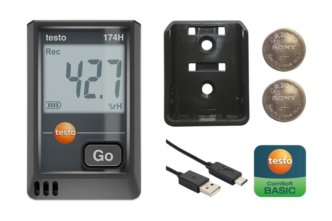 Conjunto do testo 174 H com suporte de parede, baterias e cabo de dados