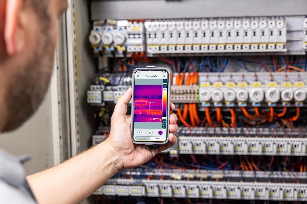 Inspeção elétrica em quadro de distribuição com termovisor sem fio testo 860i
