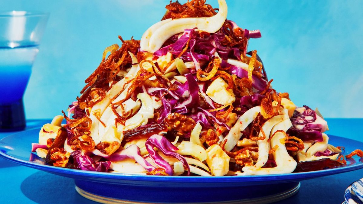 Crunchy Veg Salad Features Dates and Fried Shallots - vegetable salad