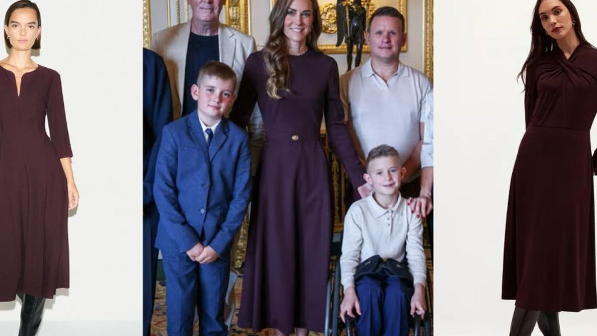 Kate wears Burberry autumn dress - burberry autumn dress