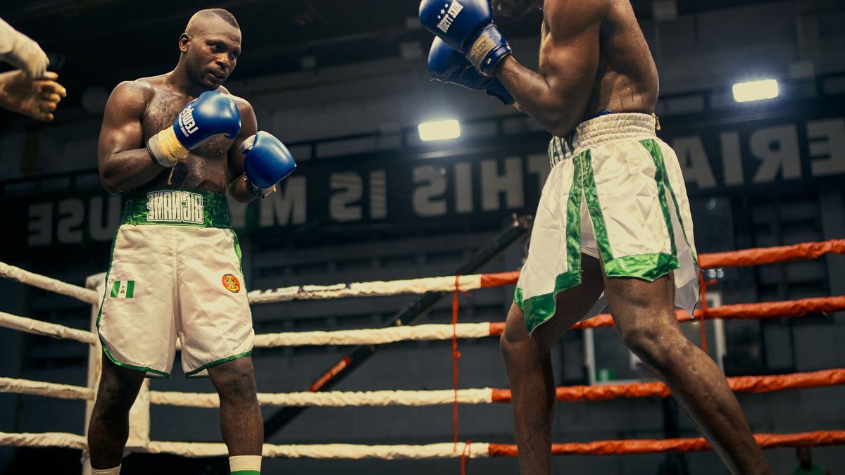 Two boxer focused in a competitive boxing match in Lagos, Nigeria.