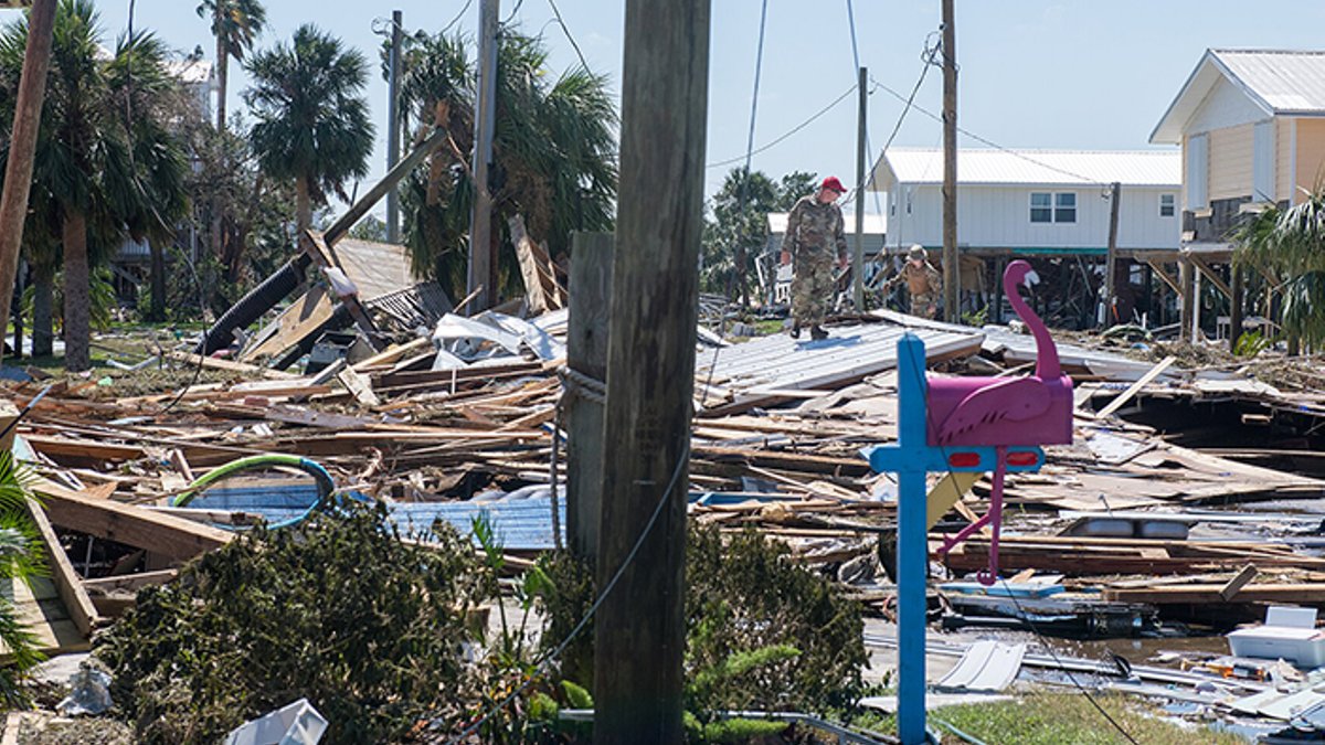 Business Interruption Claims Surge to €850,000 Average The Florida National Guard cleaning damage in Keaton Beach, Florida, following Hurricane Helene.