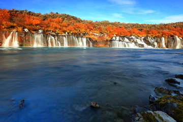 Hraunfossar, lava waterfalls in Borgarfjord