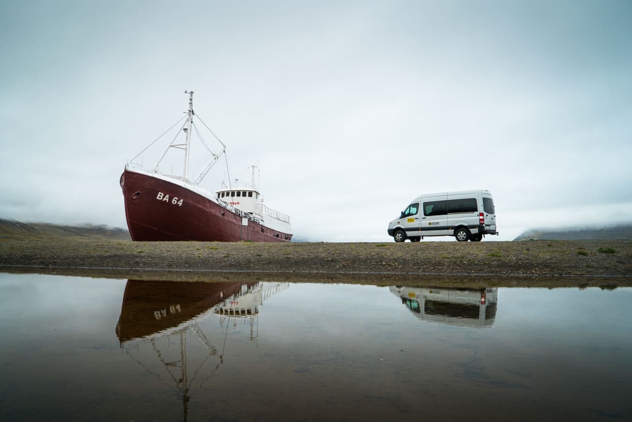 Garoar BA 64 shipwreck, Patreksfjoerour, Vestfiroir, Iceland Stock Photo -  Alamy