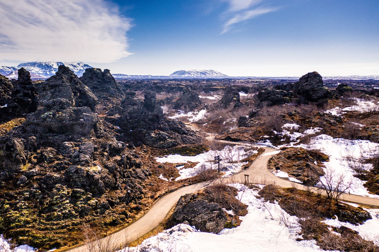 Dimmuborgir hiking route in Iceland