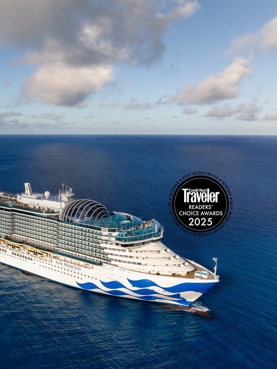 The Sun Princess, a modern mega cruise ship operated by Princess Cruises, is pictured sailing