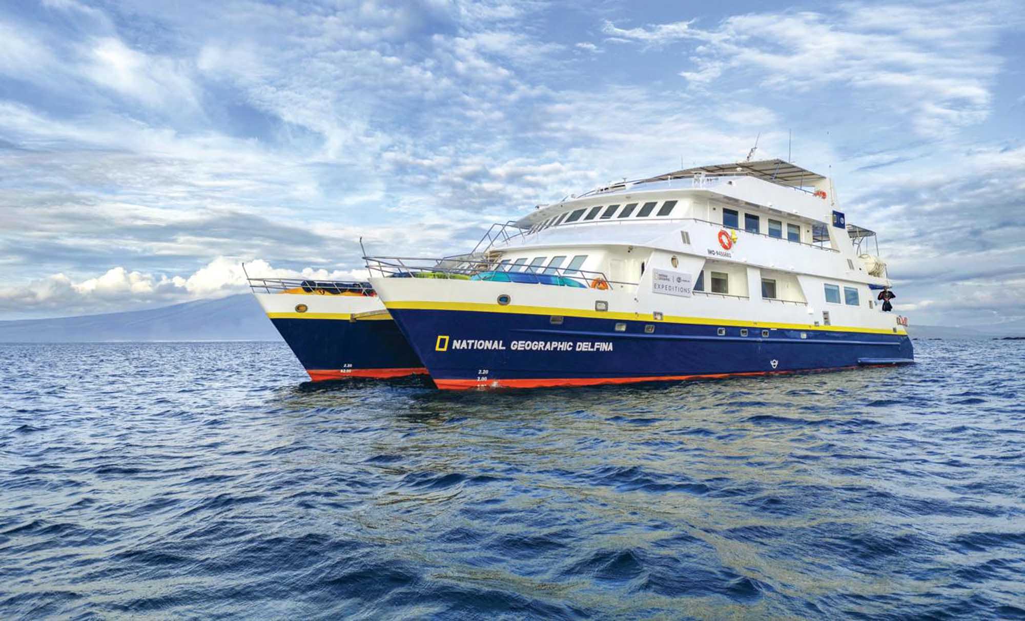 The National Geographic Delfina, a National Geographic-branded expedition cruise vessel, is