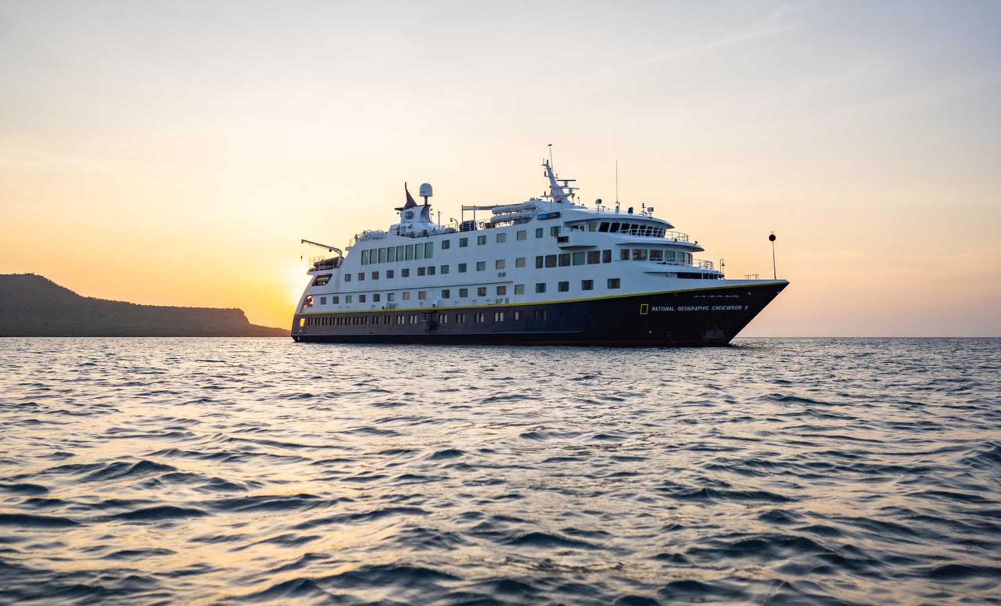 The National Geographic Endeavour II, a Lindblad Expeditions expedition cruise ship, anchors