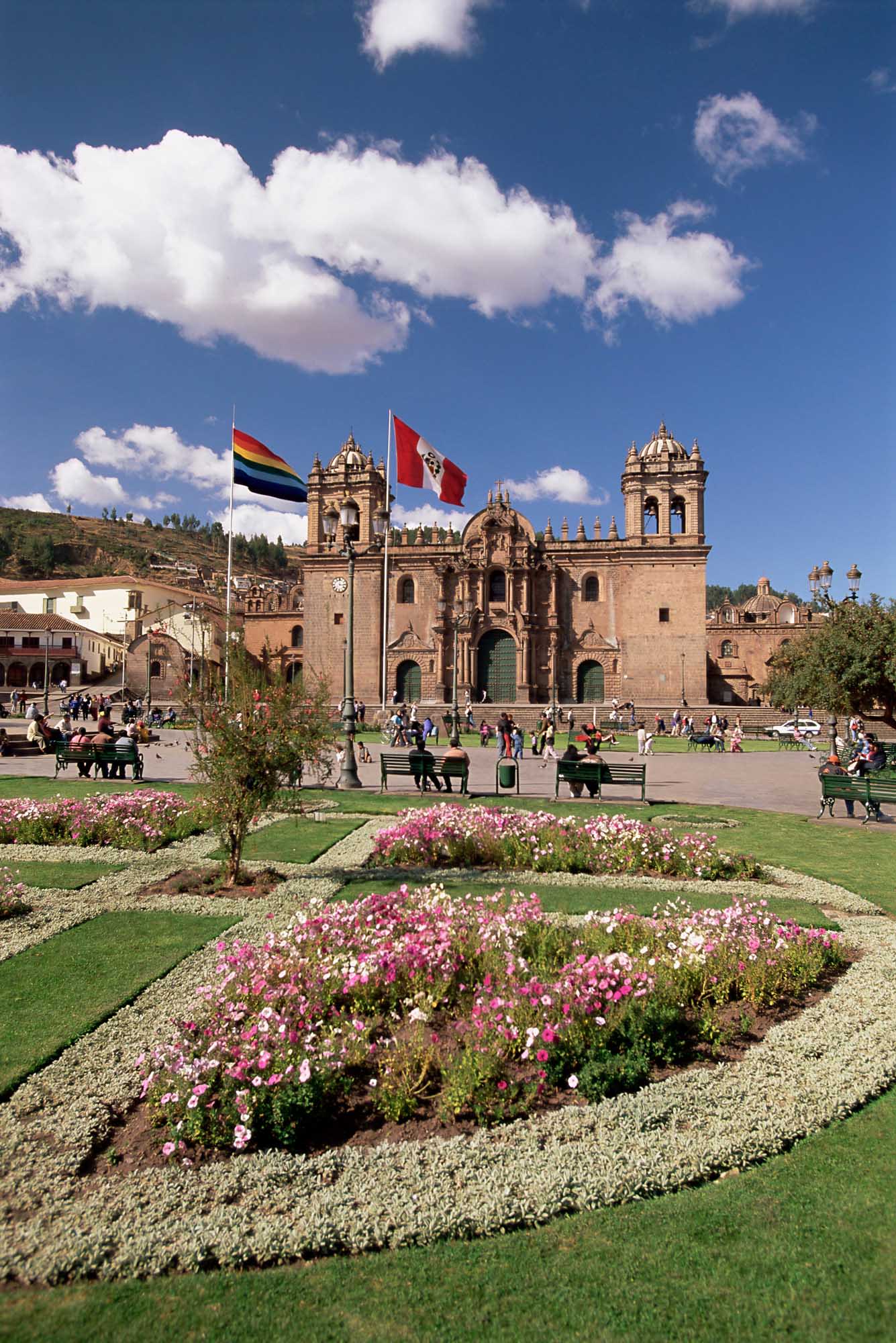 The stunning Cusco Cathedral stands majestically in Peru's Plaza de Armas, featuring distinctive